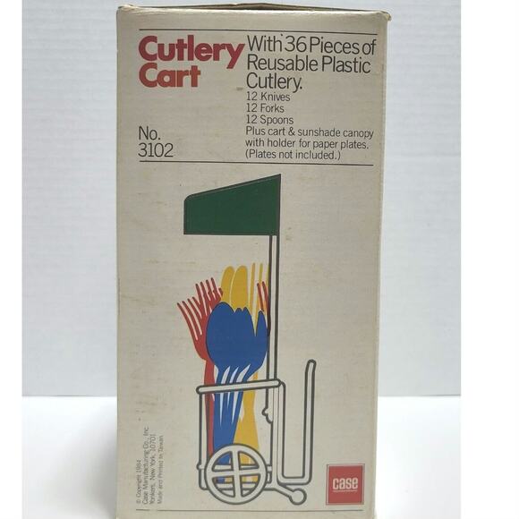 1984 Cutlery Cart Holder Picnic Party Table Basket Silverware Camping Vintage - Picture 6 of 11